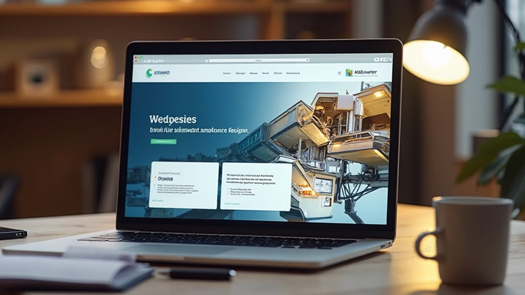 Website homepage op laptop scherm met duidelijke branding en merkidentiteit