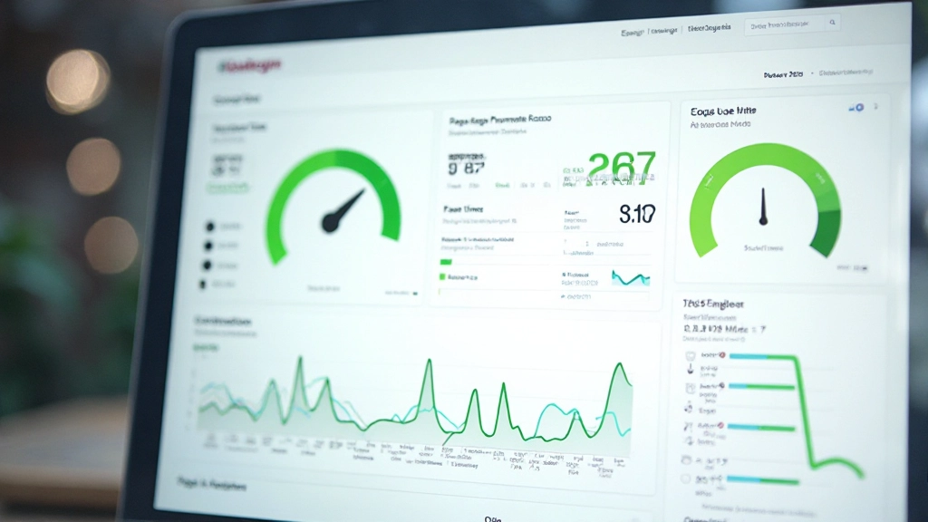 Website snelheid test resultaten met groene snelheid meter en laadtijd statistieken op analytics dashboard